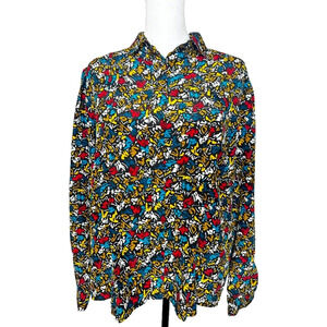 Vintage St. Michael Womens Colorful Long Sleeve Button Up Shirt US L UK 16